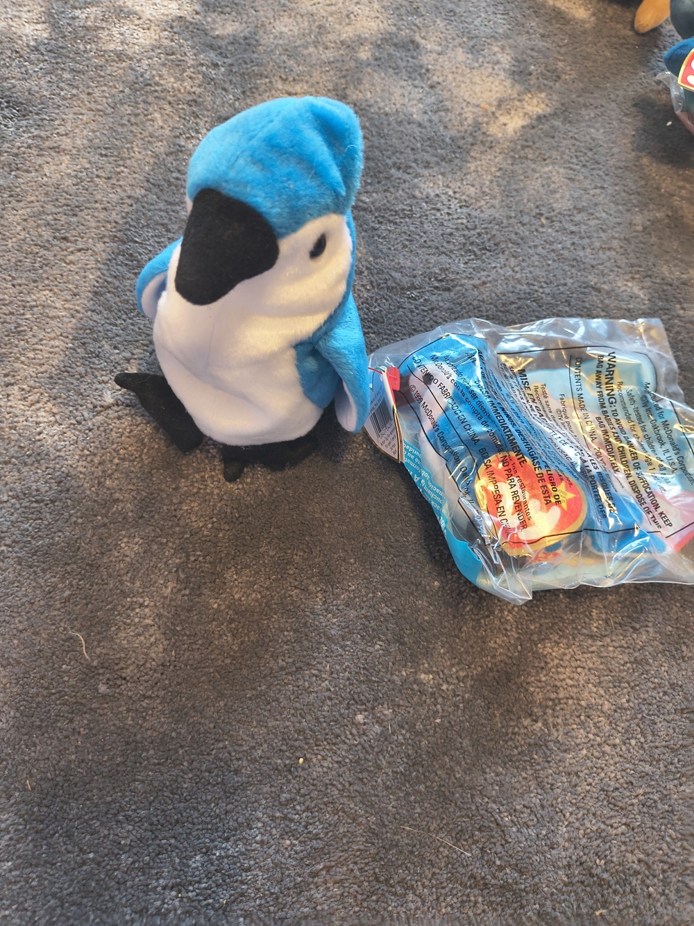 Ty Rocket Blue Plush Bird with Black Beak